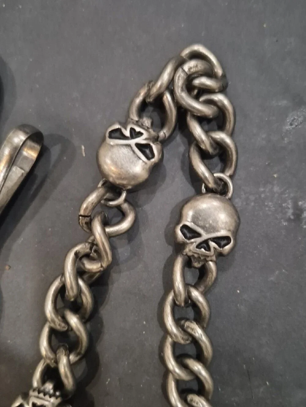 Vintage Silver Skull Chain Wallet Strap for Men